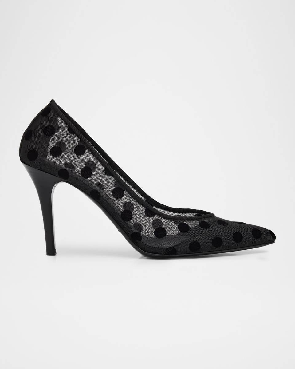 Pristy Polka-Dot Mesh Pumps